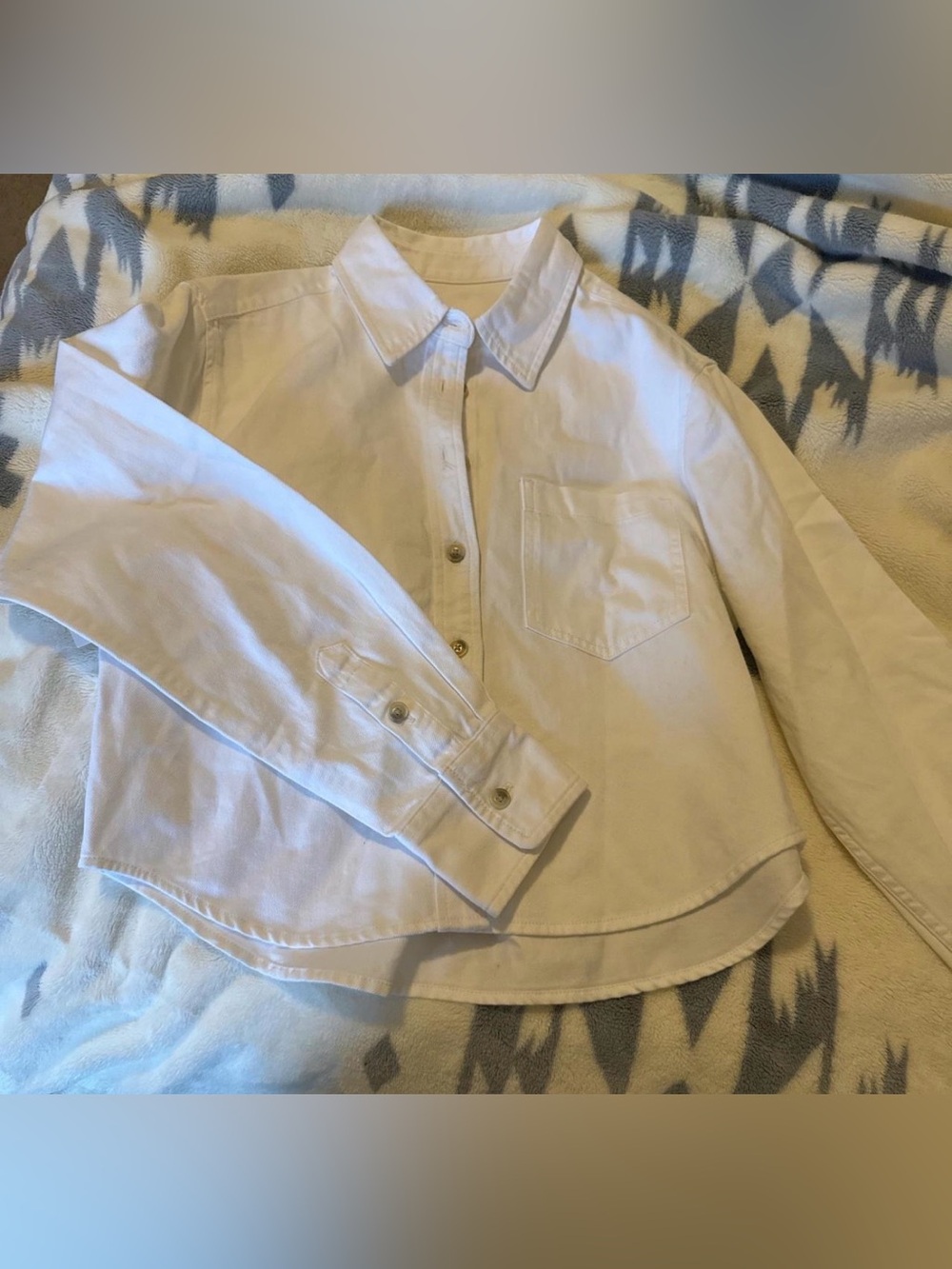 Denim Forum White Button-Down denim jacket with Chest Pocket